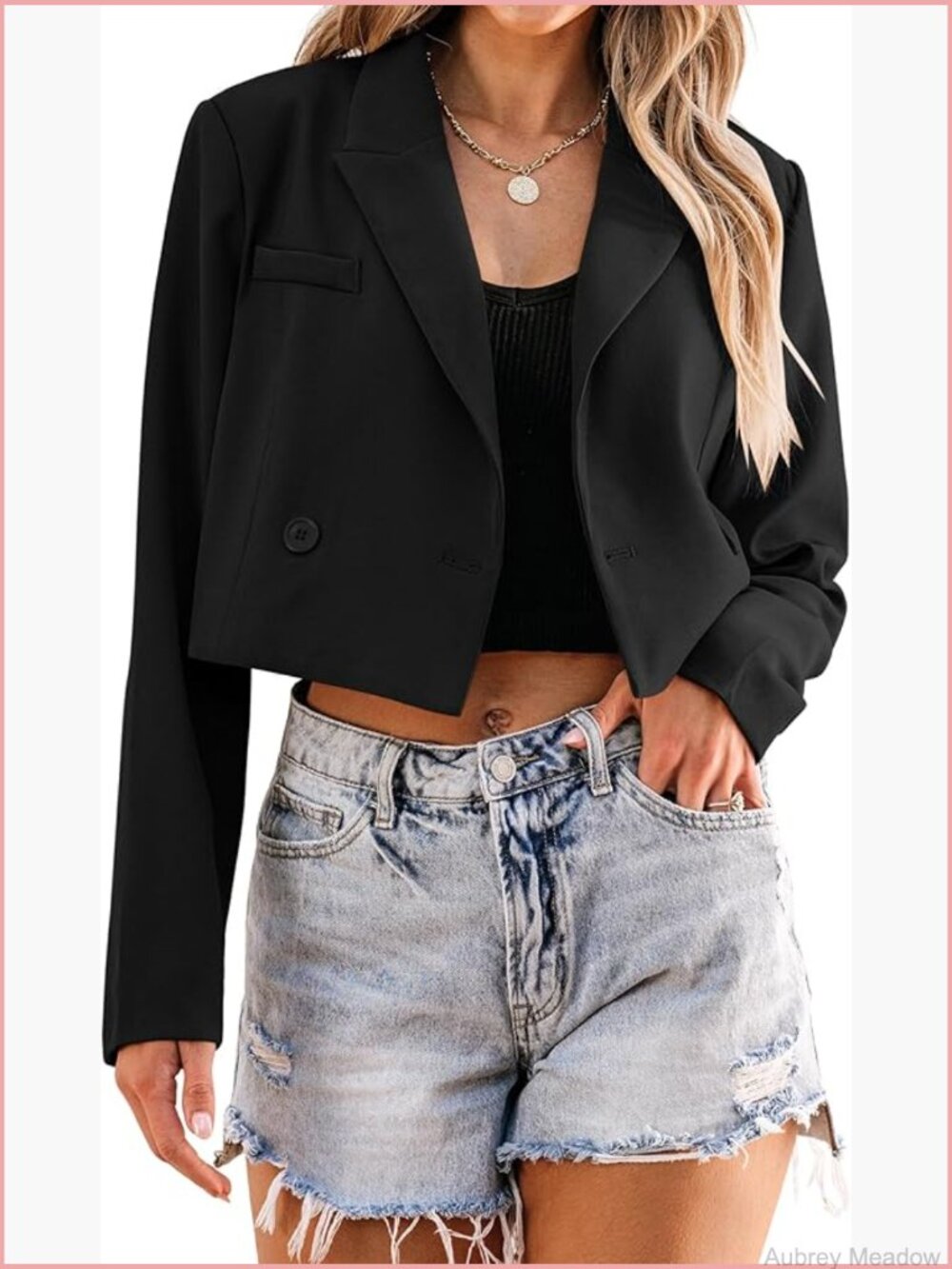 Cropped Blazer Business Casual Open Front Long Sleeve Suit Jacket Oversized